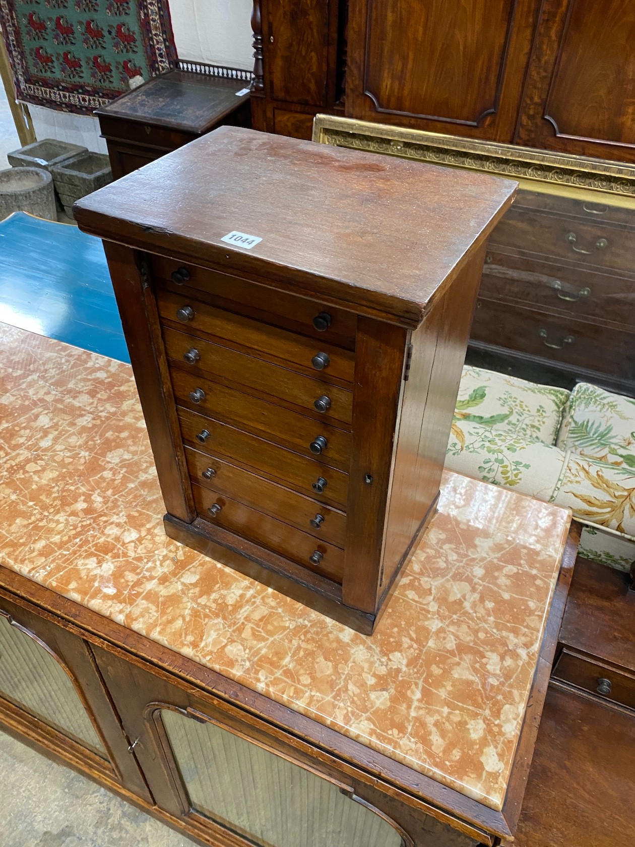 A late Victorian miniature Wellington chest, width 37cm, depth 27cm, height 53cm